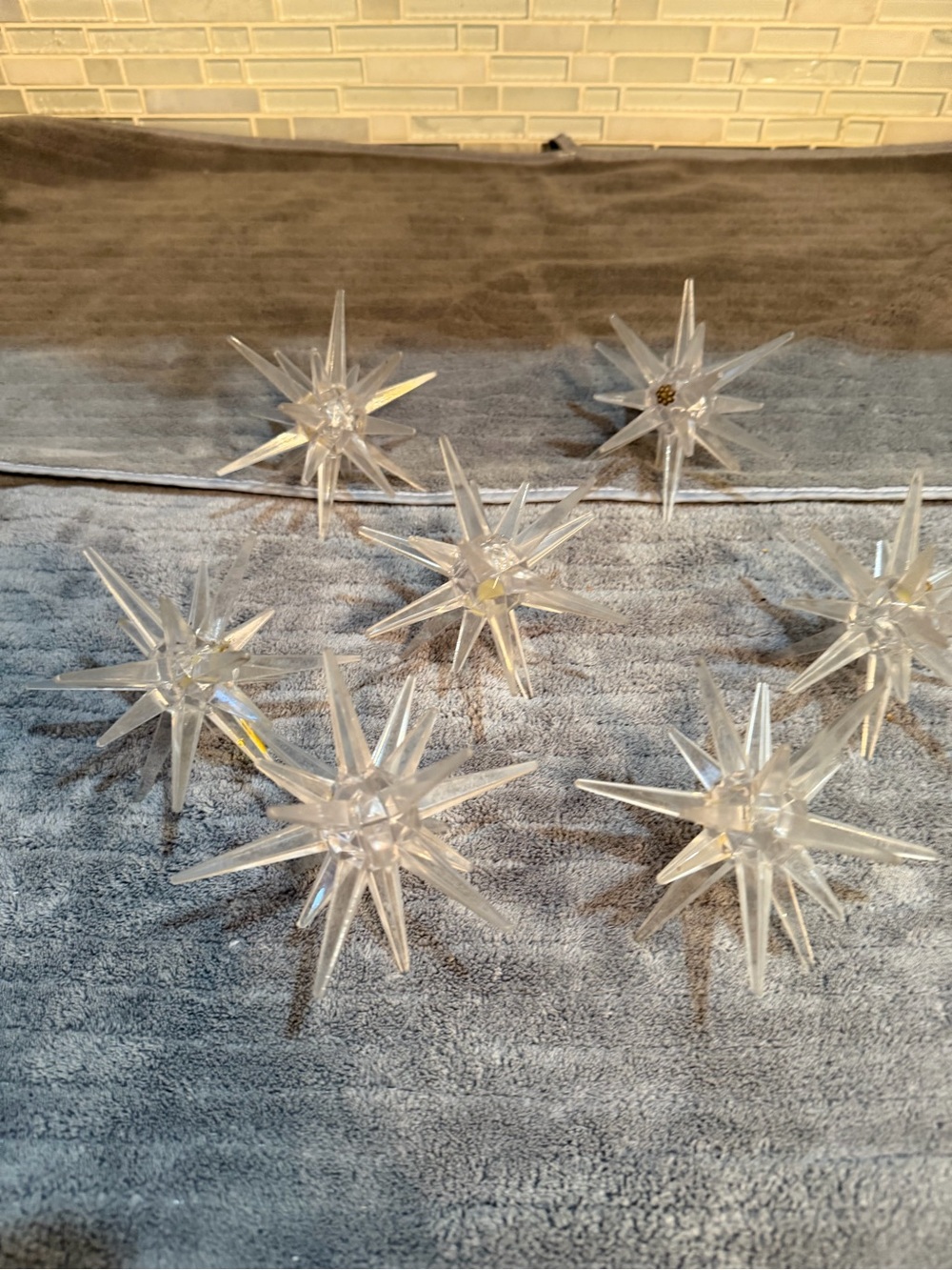 Vintage Atomic Sputnik Plastic Starburst Star Decorative Christmas Lot of 8